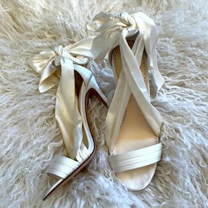Bella Belle ‘Kate’ satin, ivory heels